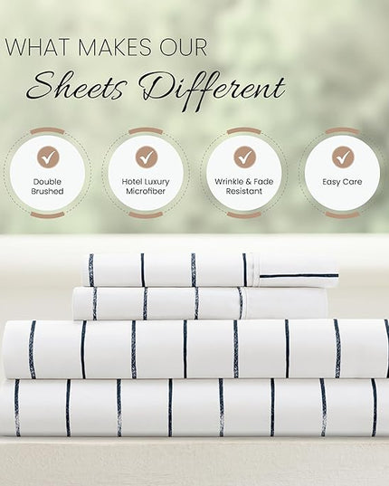 Linen Market 4 Piece California King Bedding Sheet Set (Navy Blue) - Sleep Better Than Ever with These Ultra-Soft Cooling Bed Sheets for Your California King Size Bed - Deep Pocket Fits 16" Mattress - LeafyLoom