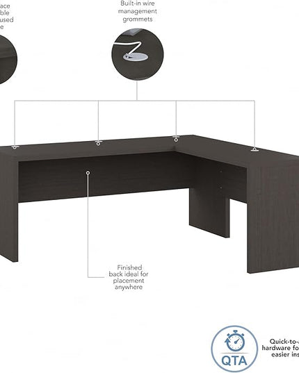Bush Business Furniture Echo L Shaped Computer Desk, 72W, Charcoal Maple - LeafyLoom