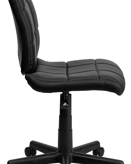 Flash Furniture Clayton Mid-Back Tufted Vinyl Upholstered Swivel Desk Chair with Padded Seat, Modern Adjustable Height Padded Office Chair, Black - LeafyLoom