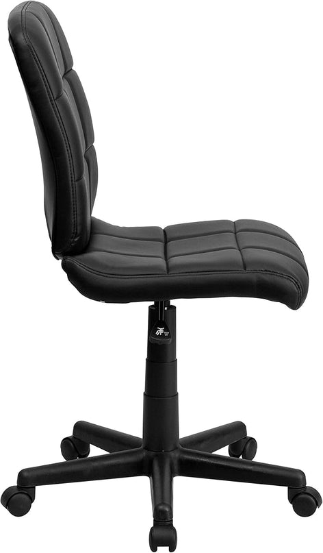 Flash Furniture Clayton Mid-Back Tufted Vinyl Upholstered Swivel Desk Chair with Padded Seat, Modern Adjustable Height Padded Office Chair, Black - LeafyLoom