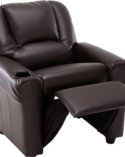 JC HOME CANDY Kids Chair Leather Recliner Sofa Toddler Youth Children Child Ages 3-7, Brown - LeafyLoom
