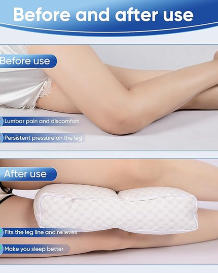 Cooling Knee Pillow for Side Sleeper, 4"Leg Pillow for Side Sleeping, 100% Cooling Fabric Pillow for Between Knees While Sleeping - High Support Alternative for Relieving Leg, Back, and Knee Pain - LeafyLoom