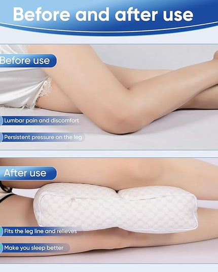 Cooling Knee Pillow for Side Sleeper, 6"Leg Pillow for Side Sleeping, 100% Cooling Fabric Pillow for Between Knees While Sleeping - High Support Alternative for Relieving Leg, Back, and Knee Pain - LeafyLoom