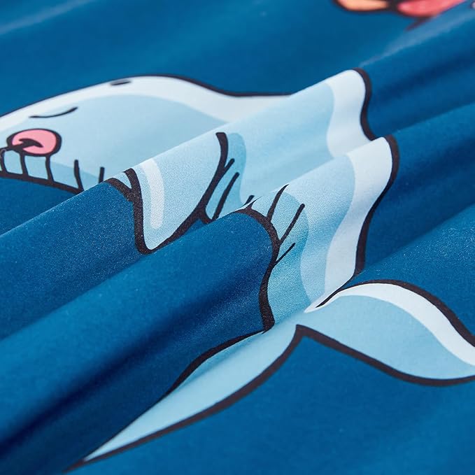 WINLIFE Shark Twin Comforter Set for Boys Blue Ocean Theme Printed Bedding Set, Super Soft and Easy Wash Reversible Kids Bed Set 1 Comforter 2 Pillowcases (3-Pieces, Twin) - LeafyLoom