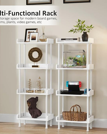 Bookcase 4 Tier Bookshelf - Vintage Small Bookshelf for Small Spaces, Wooden Book Shelf Small Bookcase for Living Room Bedroom - LeafyLoom