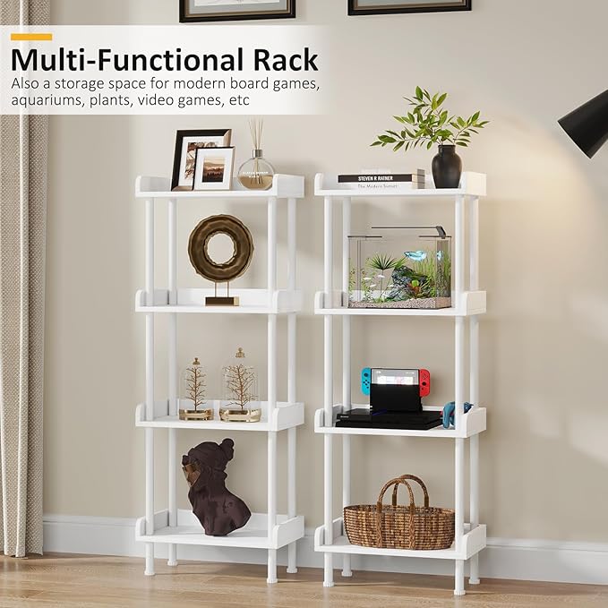 Bookcase 4 Tier Bookshelf - Vintage Small Bookshelf for Small Spaces, Wooden Book Shelf Small Bookcase for Living Room Bedroom - LeafyLoom