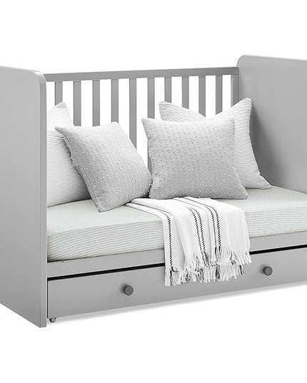 GAP babyGap Graham 4-in-1 Convertible Crib with Storage Drawer - Greenguard Gold Certified, Grey/Dark Grey - LeafyLoom