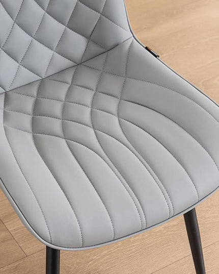 YOUNUOKE Dining Chairs Set of 2 Mid Century Modern Kitchen Chair Comfortable Upholstered Faux Leather Dinner Chairs for Kitchen Dining Room, Grey - LeafyLoom