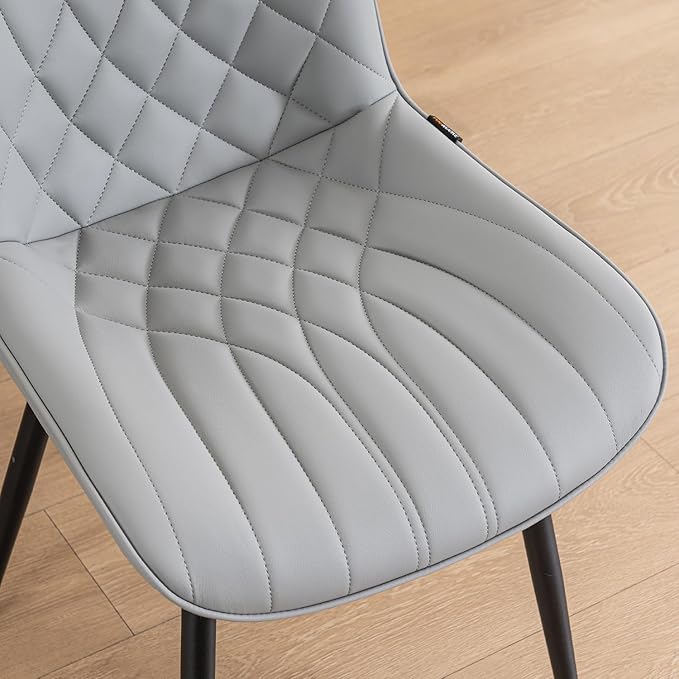 YOUNUOKE Dining Chairs Set of 2 Mid Century Modern Kitchen Chair Comfortable Upholstered Faux Leather Dinner Chairs for Kitchen Dining Room, Grey - LeafyLoom