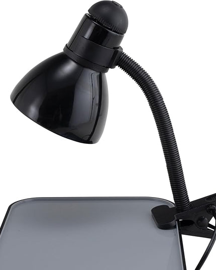V- Light Black Adjustable Desk Lamp with Heavy Duty Clamp Clip, Flexible Gooseneck Lamp, Bed Light, Reading Lamp, or Study Light, 14 inches - LeafyLoom
