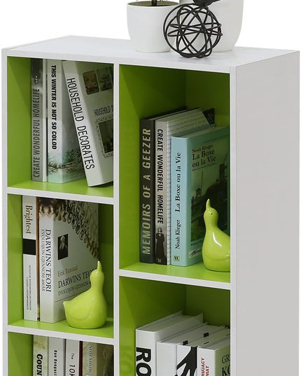 Furinno Luder Bookcase / Book / Storage , 5-Cube, White/Green - LeafyLoom