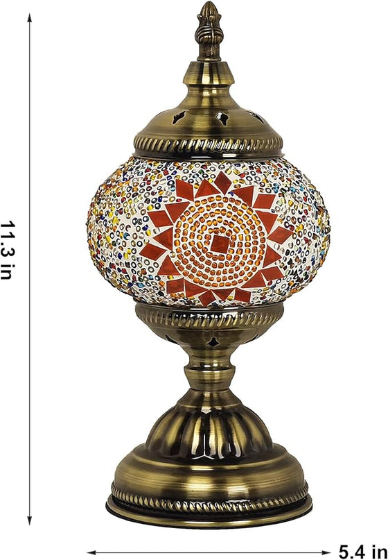 Turkish Table Lamp Handcrafted Mosaic and Stained Glass Moroccan Lamp for Home Decor - LeafyLoom