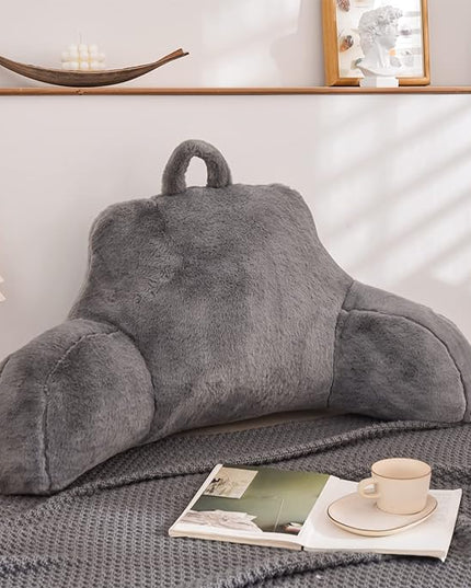 Aimuan Reading Pillow Bed Rest Wedge Large Adult Backrest Pillow with Arms Back Support for Sitting Up in Bed Cushion Incline Rest Sleeping Snoring Pillow, Grey Large - LeafyLoom