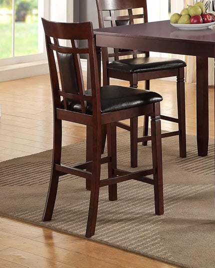 NicBex Dining Room Table Set for 4 Bar Table and Chairs Set Modern Contemporary 5Pc Dining Set with Unique Eyelet Back and 4 Chairs Cushion Seats Dining Room Furniture, Brown - LeafyLoom