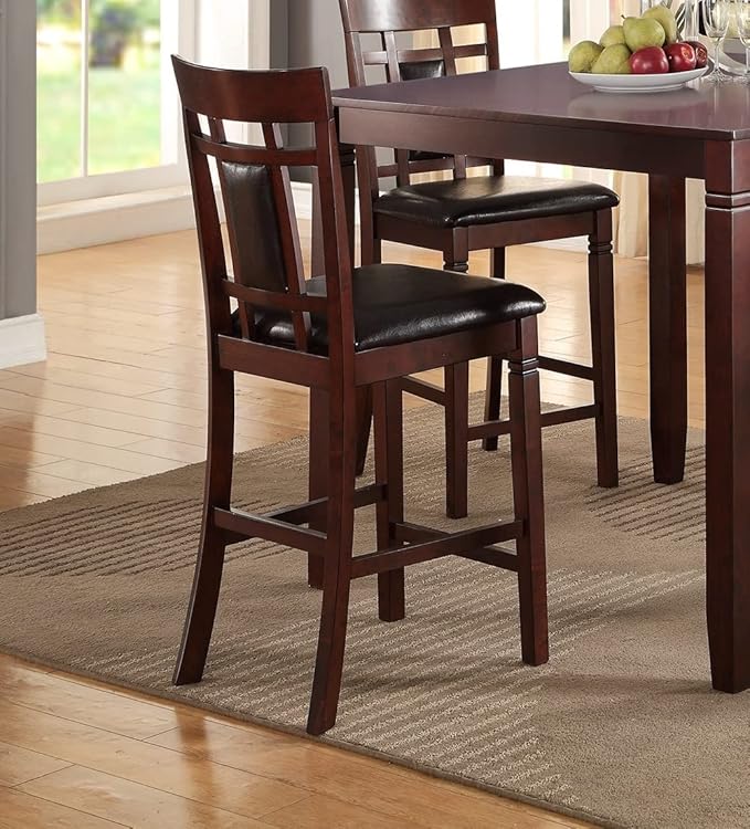 NicBex Dining Room Table Set for 4 Bar Table and Chairs Set Modern Contemporary 5Pc Dining Set with Unique Eyelet Back and 4 Chairs Cushion Seats Dining Room Furniture, Brown - LeafyLoom
