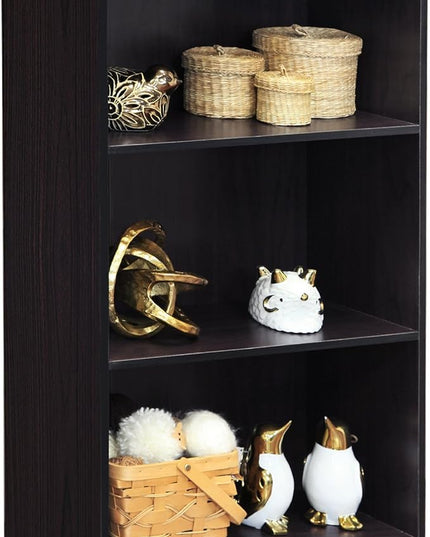 Furinno Basic 3-Tier Bookcase Storage Shelves, Dark Walnut - LeafyLoom