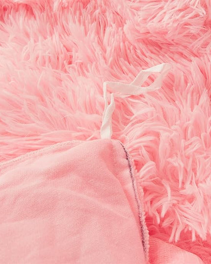 FOPPA pink fluffy Comforter Cover Set king- Ultra Soft fluffy Pink Bedding Sets 3 Pieces (1 Duvet Cover + 2 Pillow case) pink fluffy bed set (Light Pink, King) - LeafyLoom