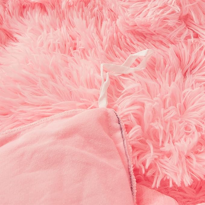 FOPPA pink fluffy Comforter Cover Set king- Ultra Soft fluffy Pink Bedding Sets 3 Pieces (1 Duvet Cover + 2 Pillow case) pink fluffy bed set (Light Pink, King) - LeafyLoom
