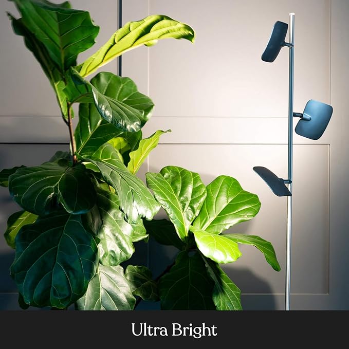 Brightech Tree Floor Lamp for Living Rooms & Offices, Dimmable Standing Lamp for Bedroom Reading, LED Spotlight Floor Lamp, Tall Lamp with Adjustable Panels for Minimal Space Use - Silver - LeafyLoom