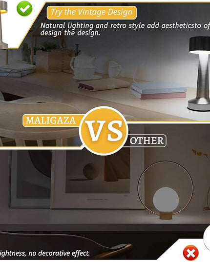Cordless LED Touch Lamp, Dimmable Gold Yellow White 3 Colors, Rechargeable Portable Night Light for Kids Nursery Bedroom NightStand Bedside Lamp (Silver) - LeafyLoom