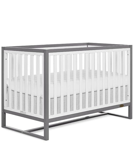 Arlo 5-in-1 Convertible Crib in Steel Grey and White, JPMA Certified, 3 Mattress Height Settings, Non-Toxic Finish, Made of Sustainable and Sturdy Pinewood - LeafyLoom