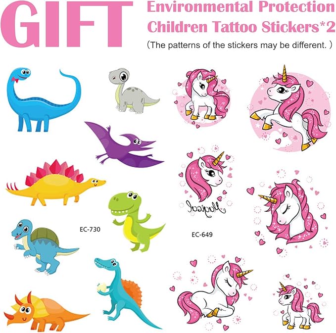 Georgie Porgy Slide Torch Projector Toys Flashlight for Kids Educational Toys Science Set Wall Ceiling Tents Night Lamp for Boys Girls with 2 Tattoo Stickers (Dinosaur + Unicorn) - LeafyLoom