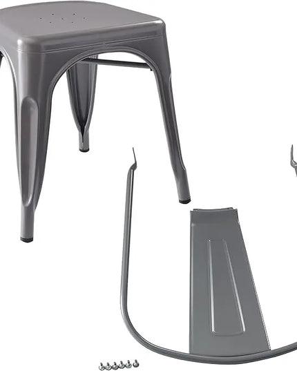 Amazon Basics Metal Dining Chairs, Dark Grey, 1 Count (Pack of 4) - LeafyLoom