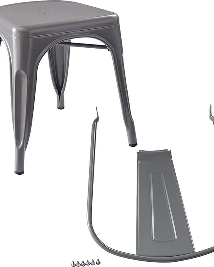 Amazon Basics Metal Dining Chairs, Dark Grey, 1 Count (Pack of 4) - LeafyLoom