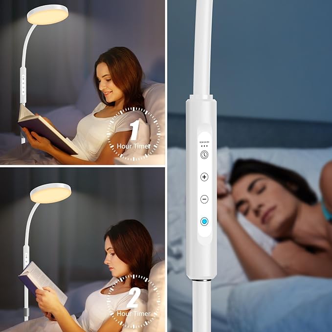 LED Floor Lamp, Height Adjustable Floor Lamps for Living Room, Super Bright Standing Lamp with Timer, Adjustable Colors & Brightness Floor lamp for Bedroom with Remote & Touch Control, White - LeafyLoom
