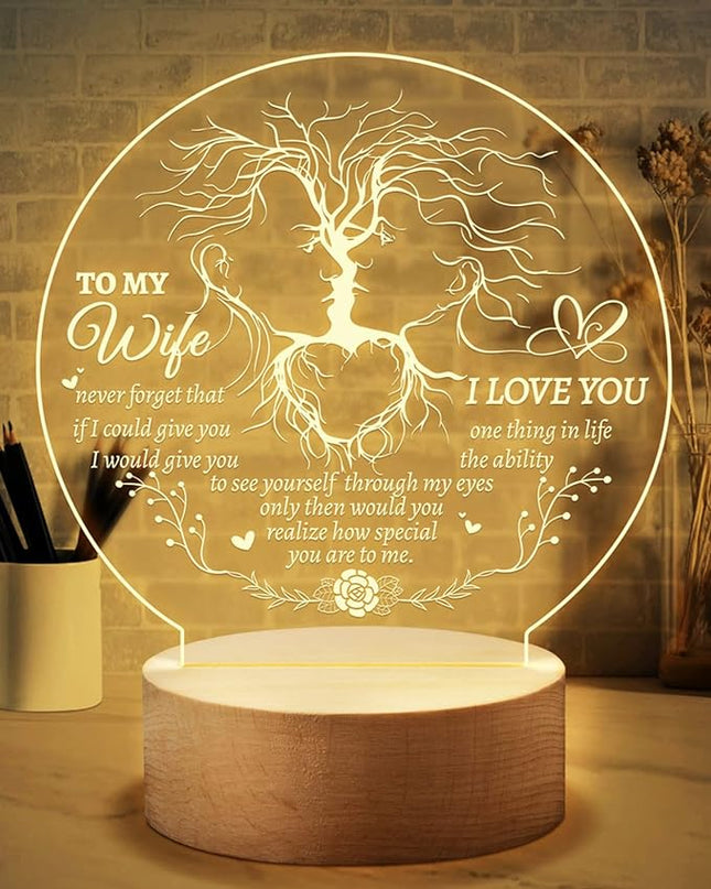 Welsky Birthday Gifts for Wife, Wife Birthday Gift Ideas, Romantic Night Light Gifts for Her Wife, I Love You Gifts for Her - LeafyLoom
