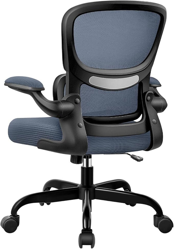 Office Chair, Ergonomic Desk Chair with Lumbar Support and Adjustable Armrests, Comfy Desk Chair Breathable Mesh Mid Back Computer Chair, Reclining Office Chair for Home Office - DarkGray - LeafyLoom
