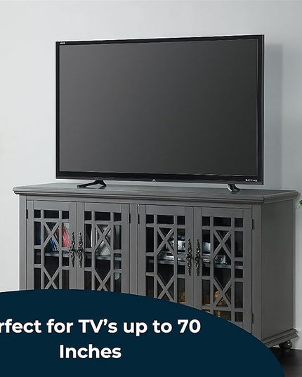Martin Svensson Home Elegant TV Stand, 63" W x 35" H, Grey - LeafyLoom