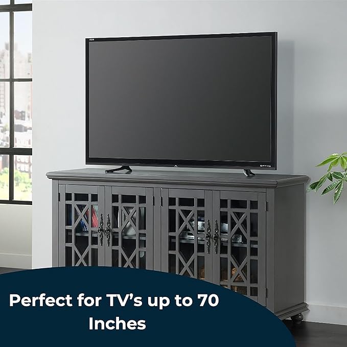 Martin Svensson Home Elegant TV Stand, 63" W x 35" H, Grey - LeafyLoom