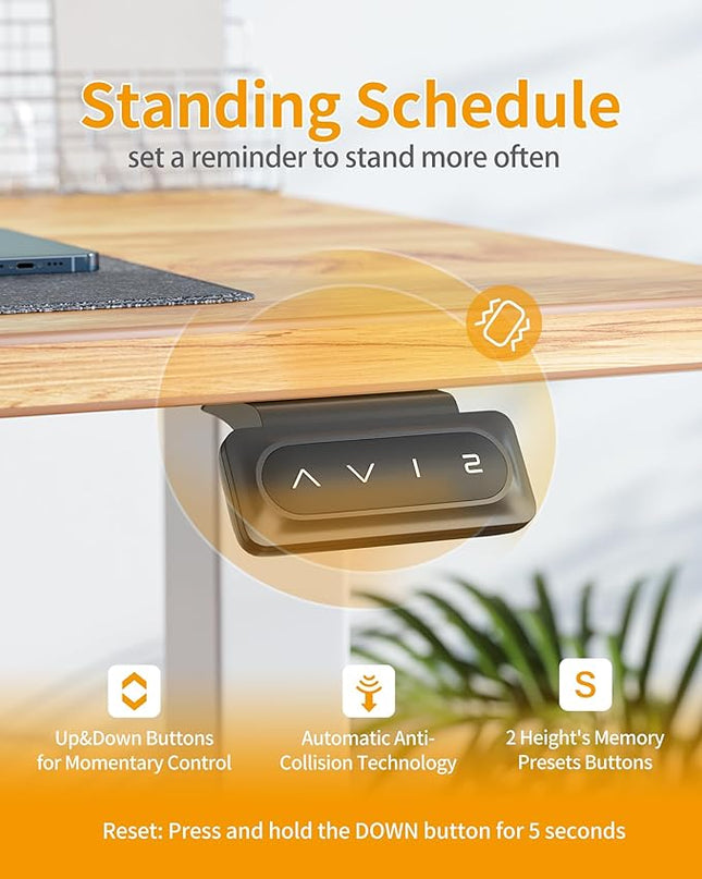 CubiCubi Electric Standing Desk, 63 x 24 Inches Height Adjustable Sit Stand Desk, Ergonomic Home Office Computer Workstation, Light Rustic Brown - LeafyLoom