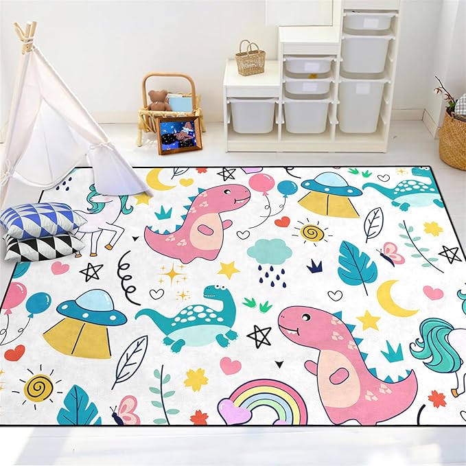 Dinosaur Rugs for Boys Bedroom - Dinosaur Room Decor for Boys Kids Area Rug Dinosaur Rug Boys Rugs for Bedroom Dinosaur Carpet Rugs Kids Play Rugs Cute Cartoon Dinosaur Decor,2'5''×4' - LeafyLoom