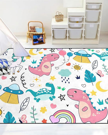 Dinosaur Rugs for Boys Bedroom - Dinosaur Room Decor for Boys Kids Area Rug Dinosaur Rug Boys Rugs for Bedroom Dinosaur Carpet Rugs Kids Play Rugs Cute Cartoon Dinosaur Decor,3'×4' - LeafyLoom
