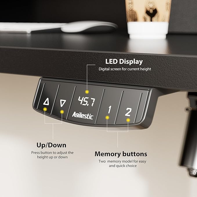 55 x 24 Inches Electric Standing Desk with 2 Storage Drawers, Stand Up Desk Adjustable Height, Sit and Stand Computer Table with Splice Board, Black - LeafyLoom