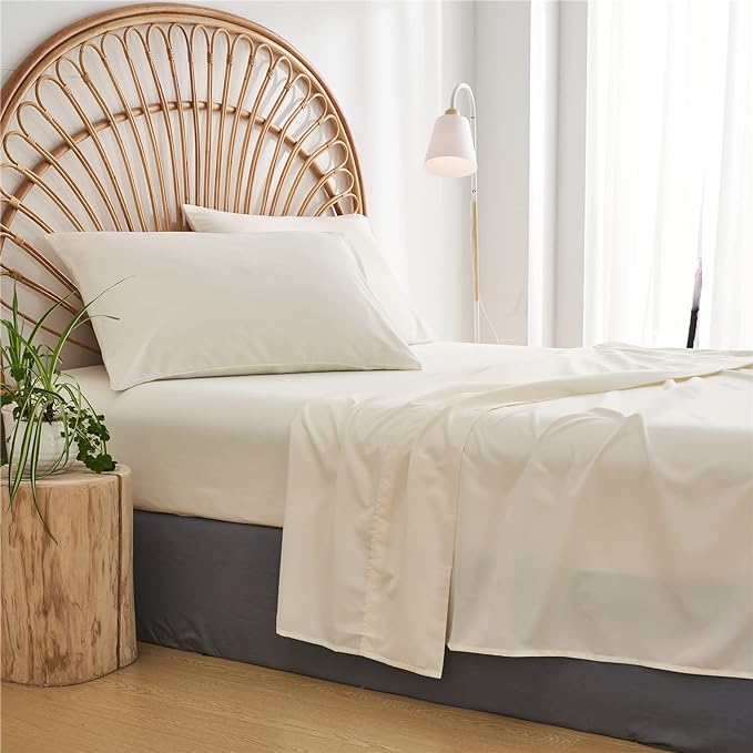 KAKIJUMN White Tufted Comforter Set Full Size 7 Piece Bed in a Bag, Shabby Chic Boho Comforter and Sheet Set, Pom Pom Textured Bed Set, All Season Soft Microfiber Complete Bedding Set(White,Full) - LeafyLoom