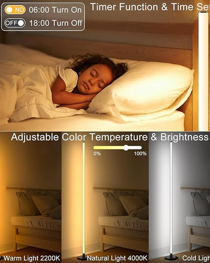 Buyya LED RGB Corner Floor Lamp, 50 Inch Upgrade RGB Corner Lights 16 Million Colors Changing Music Sync with Smart APP Atmosphere Lighting Smart LED Floor Lamps for Living Room Bedroom - LeafyLoom