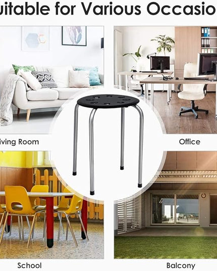 Hysache Plastic Stackable Stools Set of 6, 17.5inch Multipurpose Stool Chairs w/Metal Frame, X-Shape Connection, Non-Slip Feet, Backless Nesting Stool for Garden, Living Room, Home (Gray) HW64245 - LeafyLoom