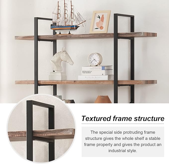 HOMISSUE Bookshelf,5-Tier Bookshelf Industrial Bookcase and Bookshelves,Rustic Storage Rack with Open Shelves for Living Room Bedroom and Kitchen,Retro Brown - LeafyLoom