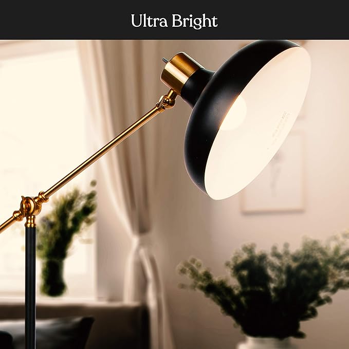Brightech Wyatt LED Floor Lamp, Industrial Floor Lamp for Living Rooms & Offices – Charming Farmhouse Floor Lamp, Adjustable Head Standing Lamp for Bedroom Reading, Stunning Living Room Decor - LeafyLoom