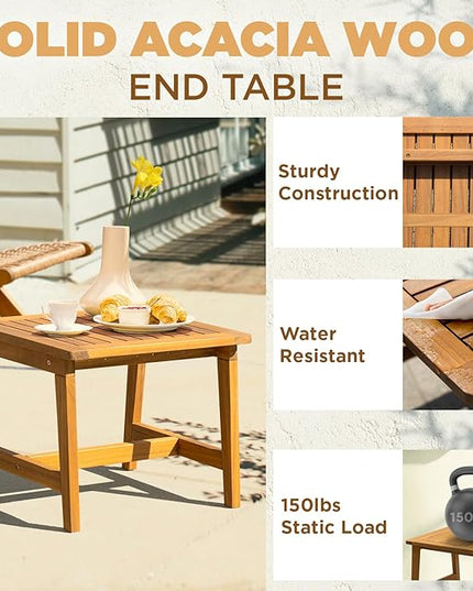 Twisted Wicker Wood Foldable Reclining Bistro Set - LeafyLoom