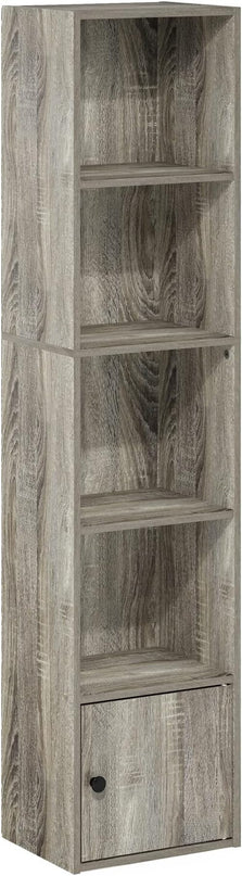 Furinno Luder Shelf Bookcase with 1 Door Storage Cabinet, French Oak - LeafyLoom