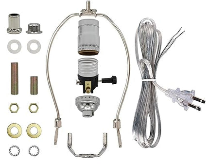 Floor Lamp Making Kit - Repair or Rewire Lamps with All Premium Essential Parts, 10 Inch Harp and Extra Long 12 Foot Cord Included (Silver) - LeafyLoom