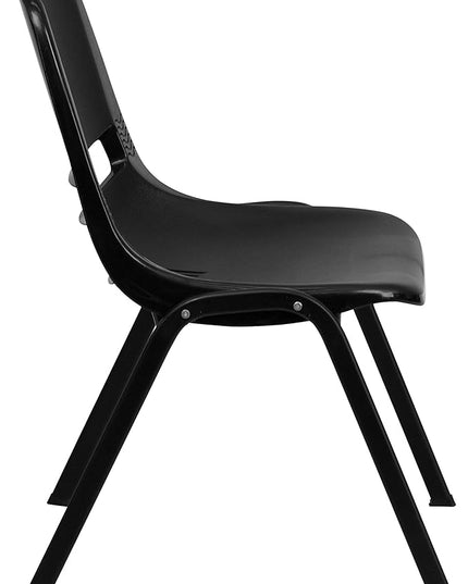 Flash Furniture HERCULES Series 440 lb. Capacity Kid's Black Ergonomic Shell Stack Chair with Black Frame and 12" Seat Height, Set of 1 - LeafyLoom