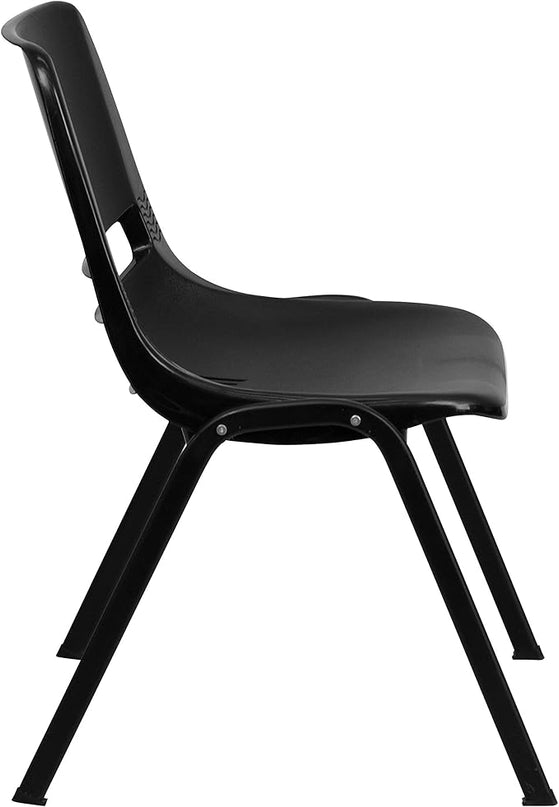 Flash Furniture HERCULES Series 440 lb. Capacity Kid's Black Ergonomic Shell Stack Chair with Black Frame and 12" Seat Height, Set of 1 - LeafyLoom