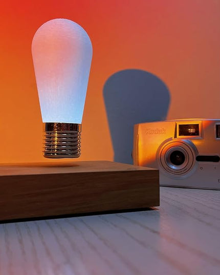 HCNT Floating Light Bulb, Magnetic Levitating LED Desk Lamp Table lamp Night Light, 360 Degree Automatic Rotating Light, Unique Gifts for Christmas Office Decor - LeafyLoom