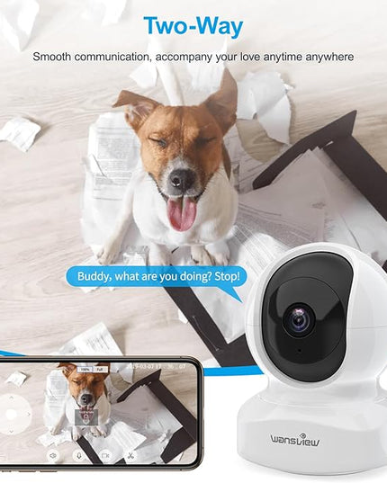 Home Security Camera, Baby Camera, 2K wansview WiFi Camera for Pet/Nanny, Motion Alerts, 2 Way Audio, Night Vision, Compatible with Alexa Echo Show, with TF Card Slot and Cloud Wansview