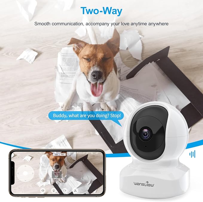 Home Security Camera, Baby Camera, 2K wansview WiFi Camera for Pet/Nanny, Motion Alerts, 2 Way Audio, Night Vision, Compatible with Alexa Echo Show, with TF Card Slot and Cloud Wansview